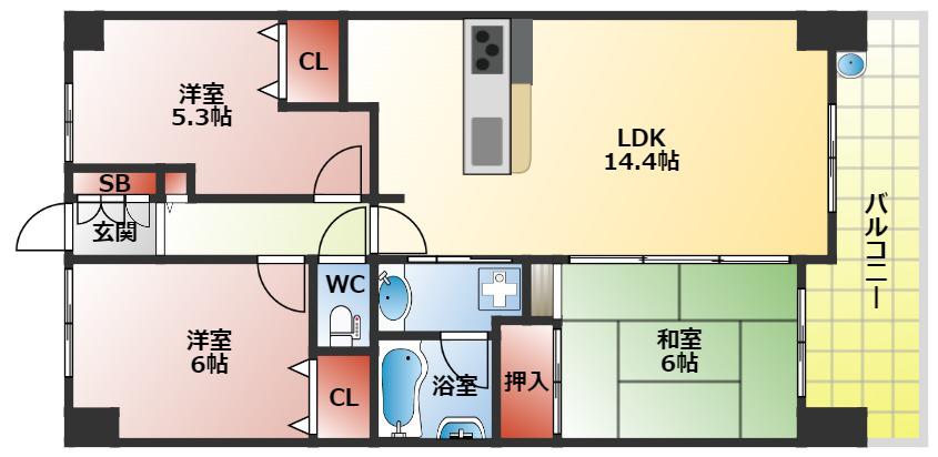エステムコート香里園(3LDK/7階)の間取り写真