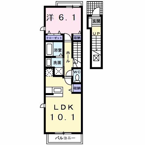 グランツ光(1LDK/2階)の間取り写真