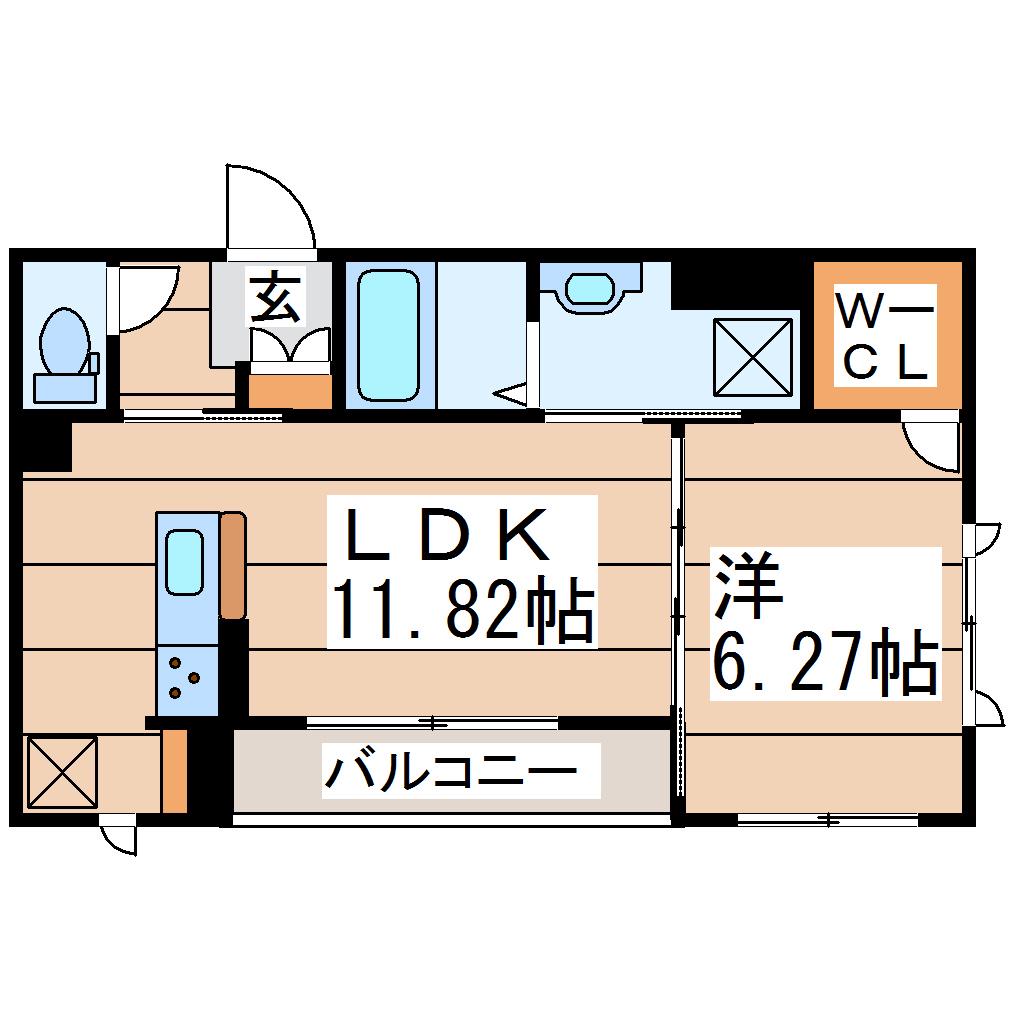 シャーメゾン東六番丁(1LDK/1階)の間取り写真