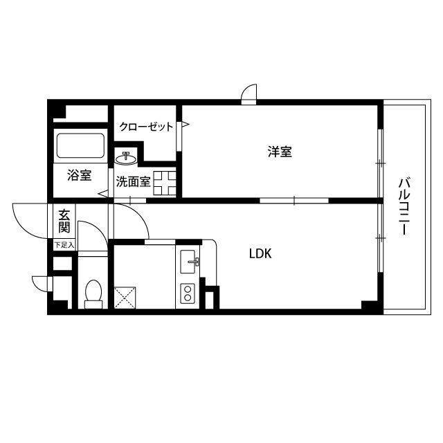 アンプルールフェールベレーザ(1LDK/1階)の間取り写真