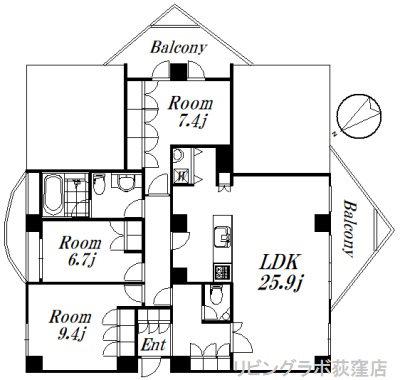 宮前ヴィレッジC棟(3LDK/3階)の間取り写真