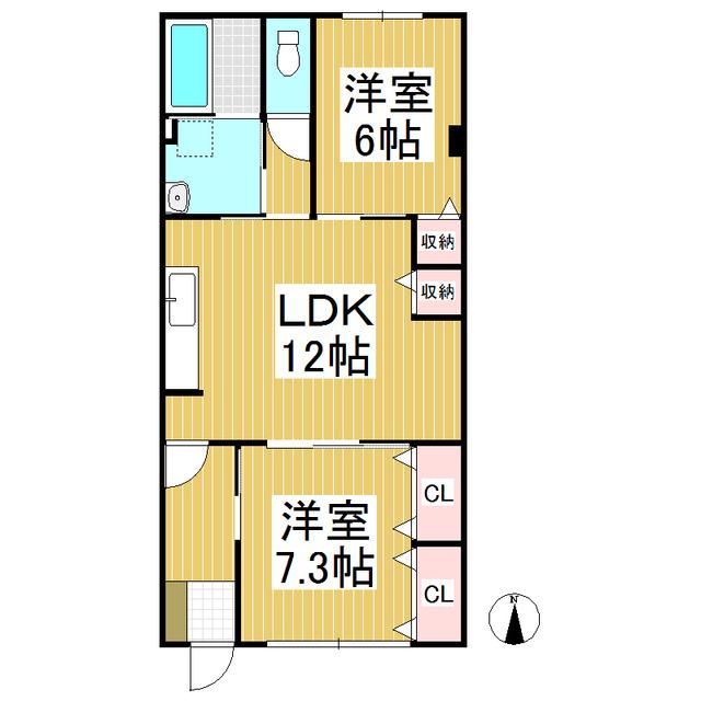 五明ハイツ(2LDK/1階)の間取り写真