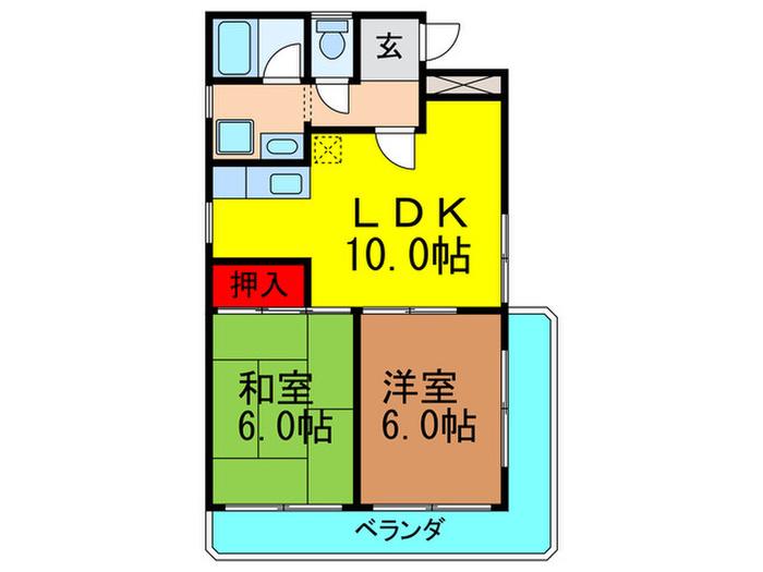 テーゼハイム(2LDK/3階)の間取り写真