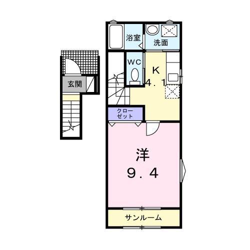 フォルトーナVI(1K/2階)の間取り写真