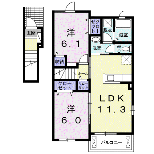 セレーノ(2LDK/2階)の間取り写真