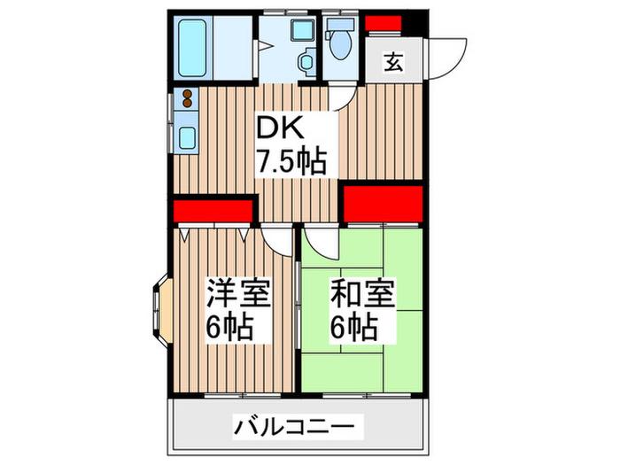 ザ・ステイツ野火止(2DK/4階)の間取り写真