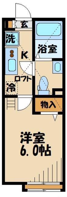 アザーレ・パッシオ分倍河原(1K/2階)の間取り写真