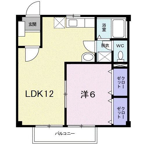 エクセレント都府楼南2(1LDK/2階)の間取り写真