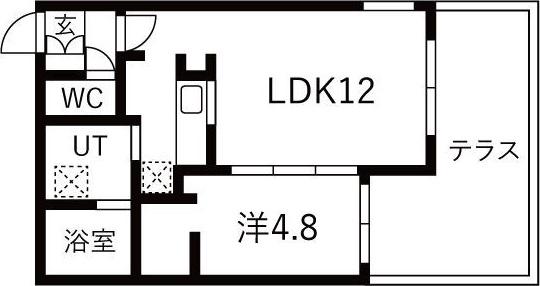 GA-千歳緑町1丁目MS(1LDK/1階)の間取り写真