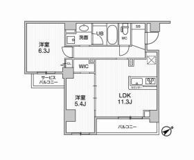 リテラス三軒茶屋サウス(2LDK/6階)の間取り写真