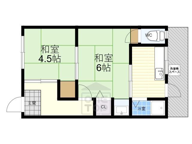 第1山下コーポ(2K/2階)の間取り写真