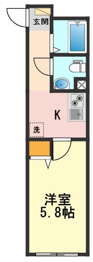 AND KITSUNE 金町(1K/3階)の間取り写真