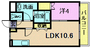 グレースガーデン南笹口(1LDK/3階)の間取り写真