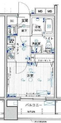 パークウェル秋葉原(1K/9階)の間取り写真