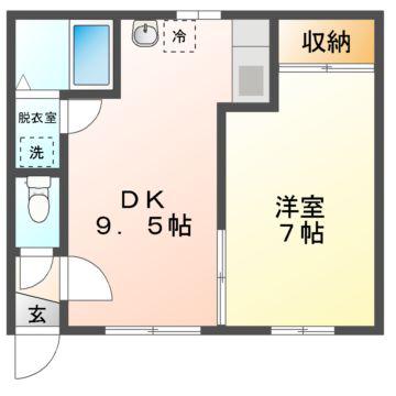 Mハイツ高砂2(1DK/2階)の間取り写真