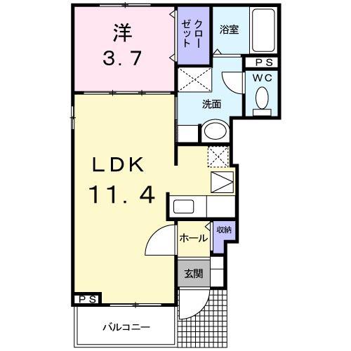 グリシーヌ(1LDK/1階)の間取り写真