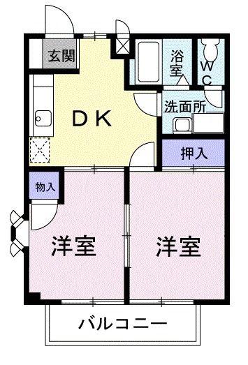 サウザンバレ-B(2DK/2階)の間取り写真