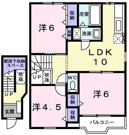 ラフィネ壱番館(3LDK/2階)の間取り写真