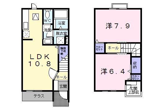 エレガンス・アンジュ A(2LDK/1階)の間取り写真