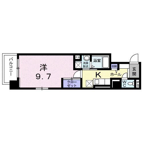 WAVE(1K/4階)の間取り写真