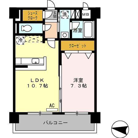 リビオン千代町(1LDK/3階)の間取り写真