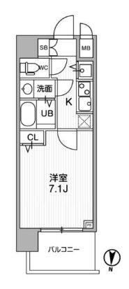 LA DOUCEUR新大阪(1K/5階)の間取り写真