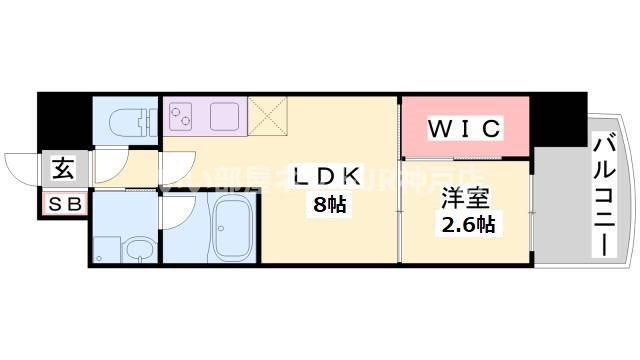 セレニテ神戸元町プリエ(1LDK/12階)の間取り写真