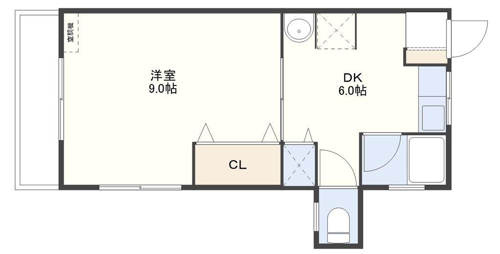 ウェル辻町(1DK/2階)の間取り写真