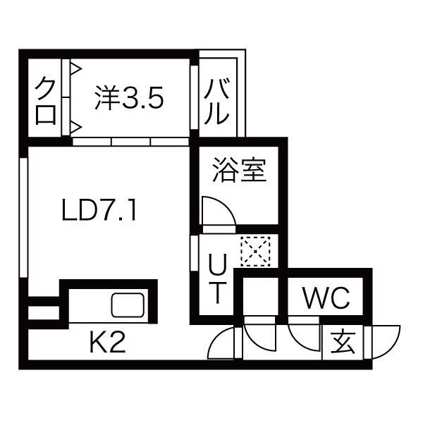 エリーズ琴似(1LDK/3階)の間取り写真