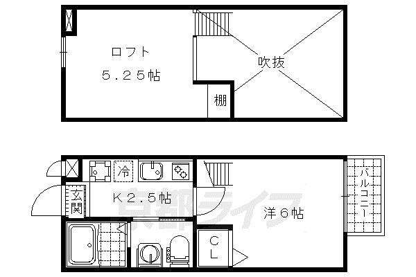 ロフティ北花山II(1K/2階)の間取り写真