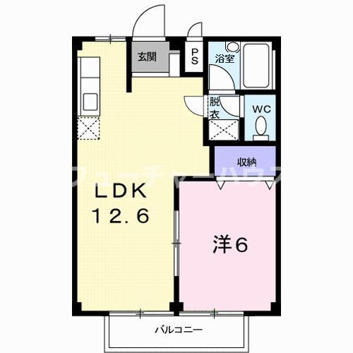 グリーンハイツ飛田(1LDK/2階)の間取り写真