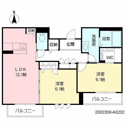 グレイス・ヴィラ水前寺(2LDK/2階)の間取り写真