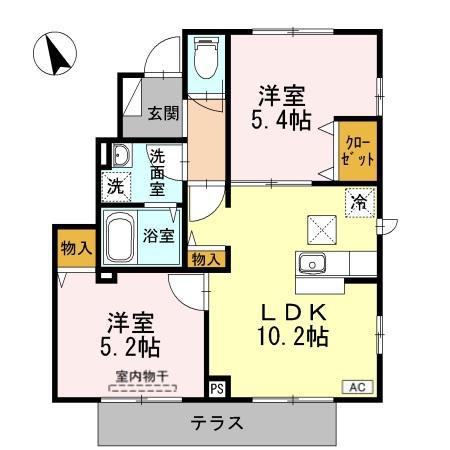 アミティエ公郷町(2LDK/1階)の間取り写真