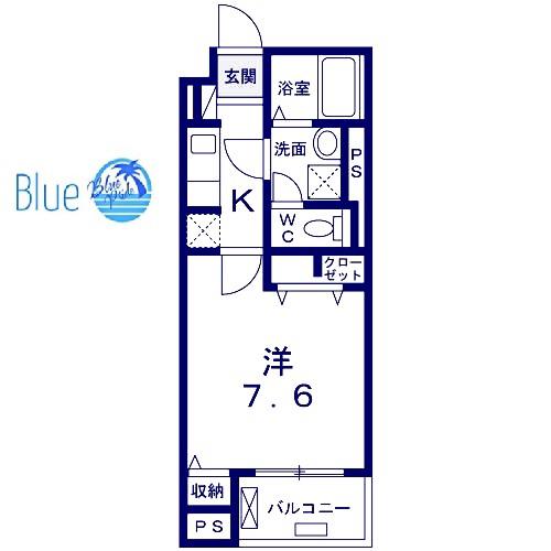 ポライトリー(1K/4階)の間取り写真