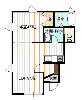 アヴニール本宮II(1LDK/1階)の間取り写真