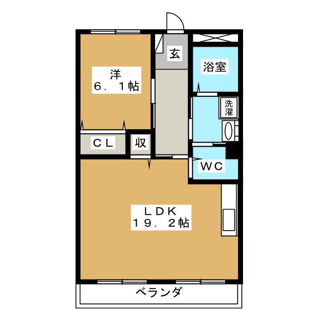 サンハイツ南俣(1LDK/2階)の間取り写真