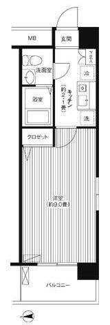 ル・ポローニア(1K/4階)の間取り写真