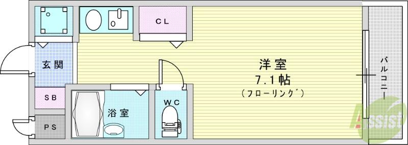 センチュリー蛍池(ワンルーム/2階)の間取り写真