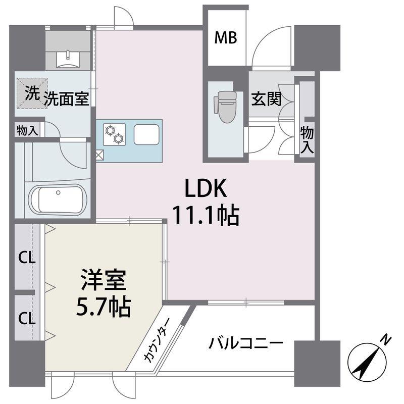 アビターレエクセラ(1LDK/8階)の間取り写真