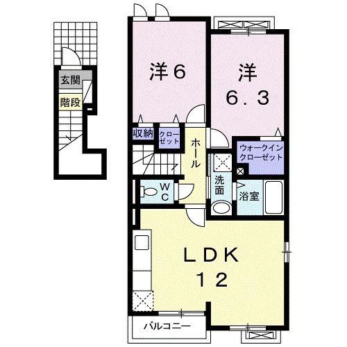 メゾンド・ジュネスK 5(2LDK/2階)の間取り写真