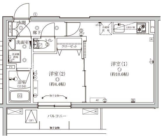 ベルシードステアー東十条(1LDK/4階)の間取り写真