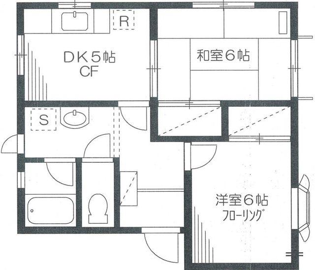パークビレッジC棟(2DK/1階)の間取り写真