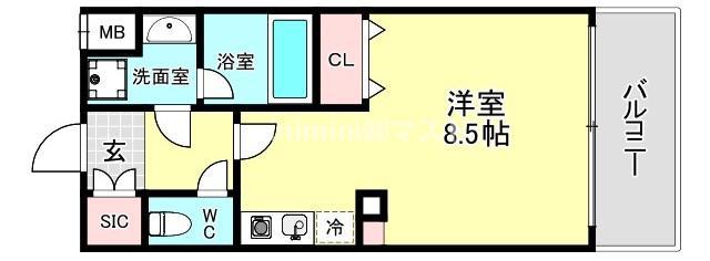 パークフラッツ弁天町駅前(ワンルーム/8階)の間取り写真