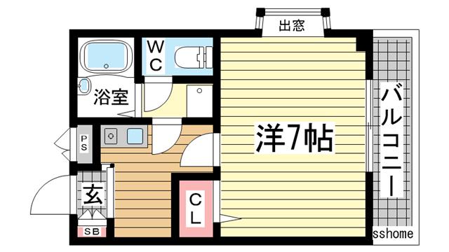 メゾンドローリエ(1K/2階)の間取り写真