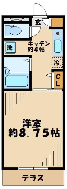 エフォート若葉台(1K/3階)の間取り写真