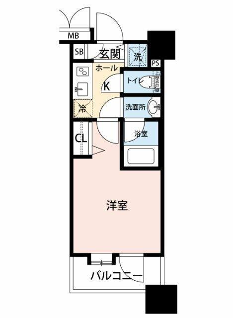 グランド・ガーラ横濱元町(1K/9階)の間取り写真