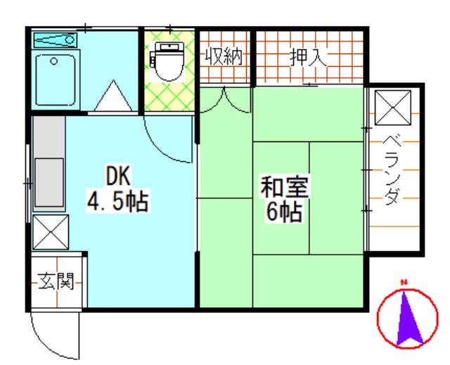渡辺荘(1DK/2階)の間取り写真