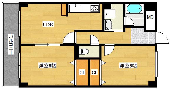 ファンシェイプ3号館(2LDK/3階)の間取り写真