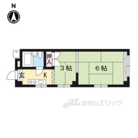 コーポいちらく(2K/2階)の間取り写真