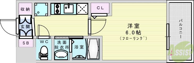 エステムコート新大阪15フロウ(1K/8階)の間取り写真